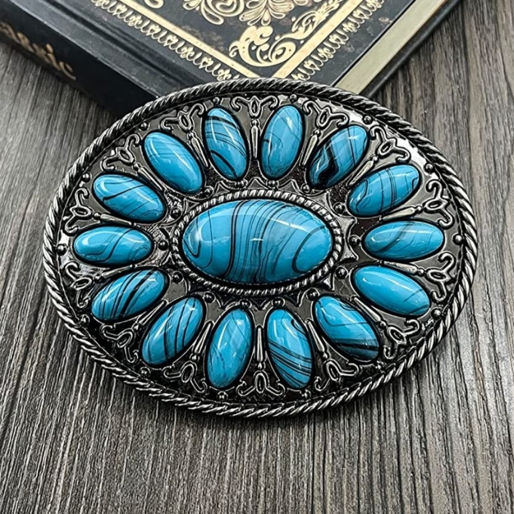 New Red Green Or Turqouise Blue Stone belt buckle